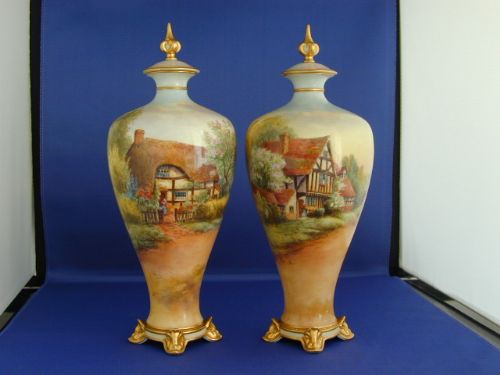 royal worcester pair of vases and covers