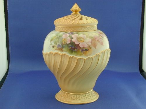 royal worcester artist signed 3 piece pot pourri vase