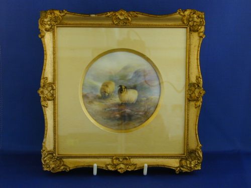 antique royal worcester framed plaque signed barker