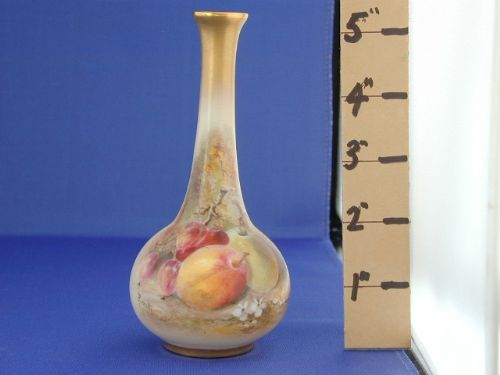 royal worcester small vase decorated fruit by ricketts