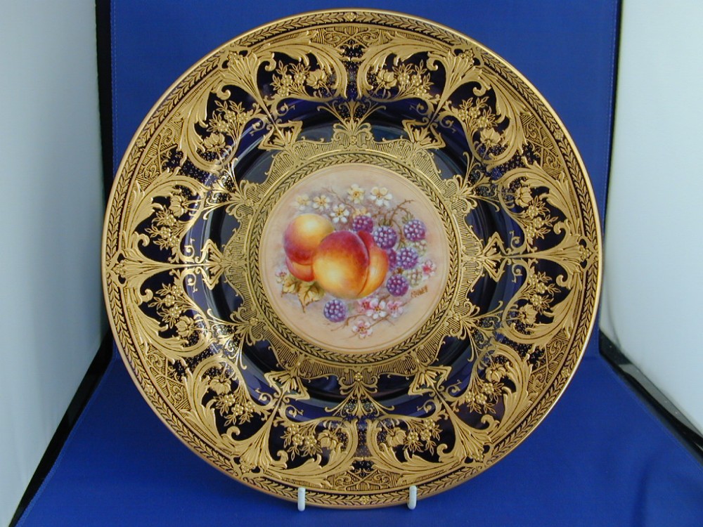 royal worcester fruit decorated cabinet plate by c bowen