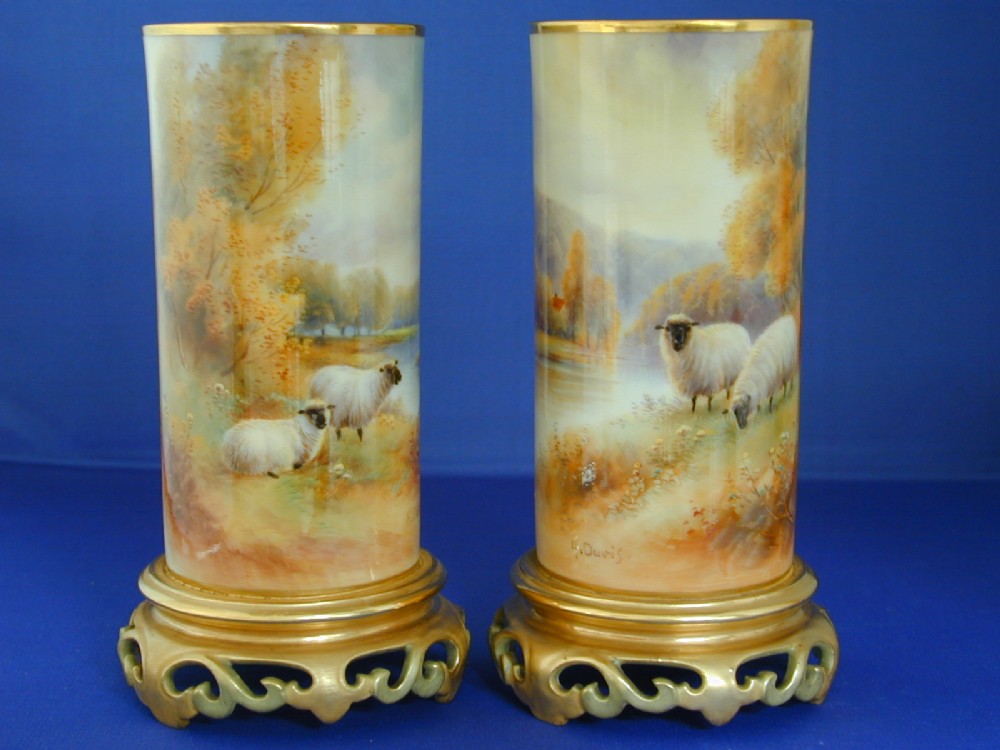 royal worcester pair of vases by harry davis