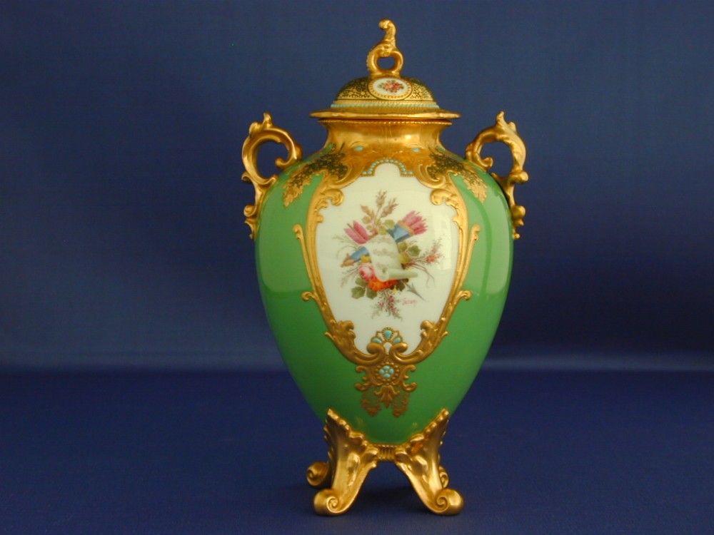 royal crown derby vase and cover signed leroy