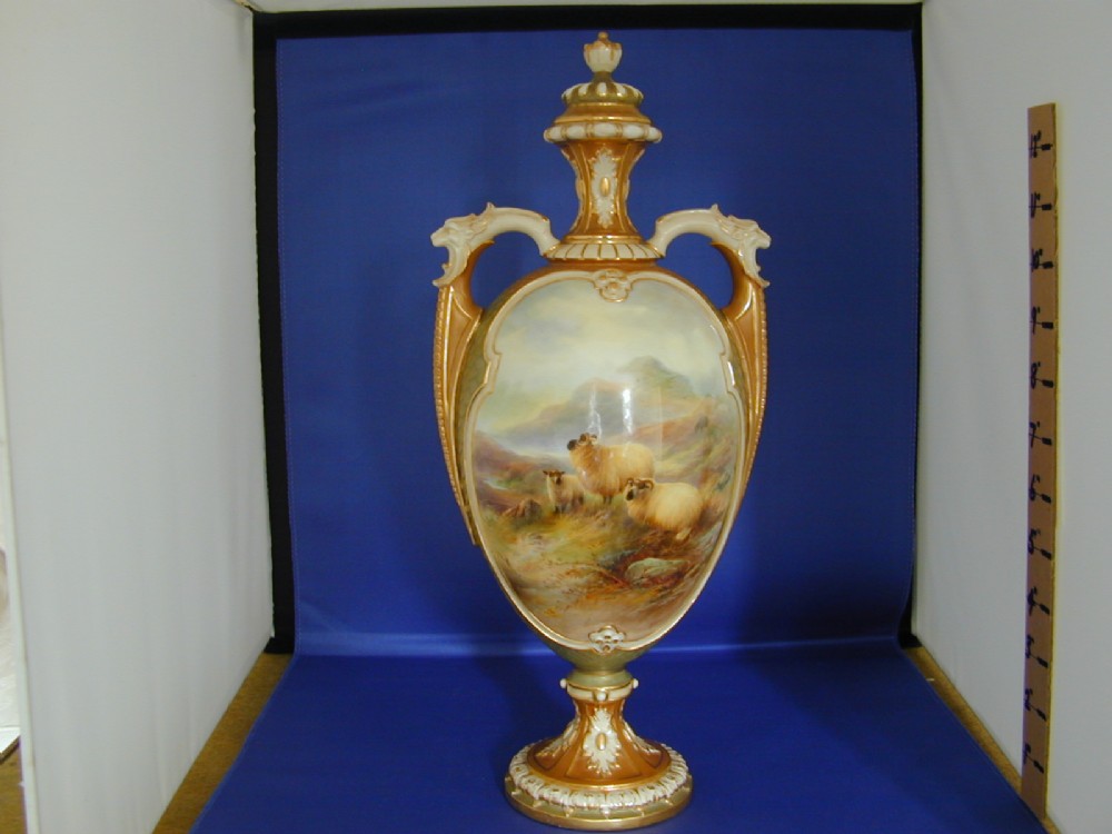 royal worcester vase and cover by harry davis