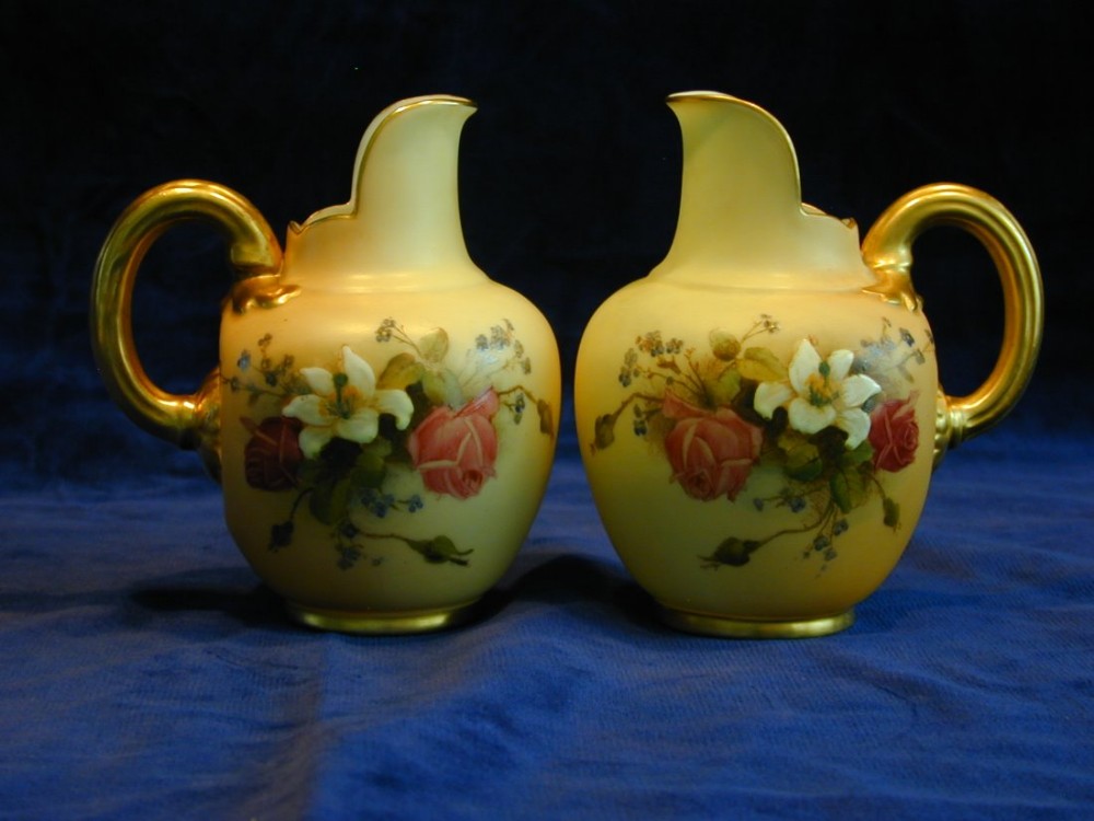 royal worcester pair of flat back jugs
