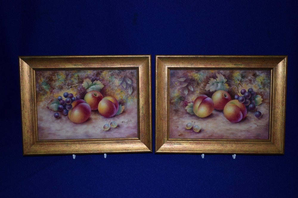 royal worcester pair of plaques painted fruit by p english