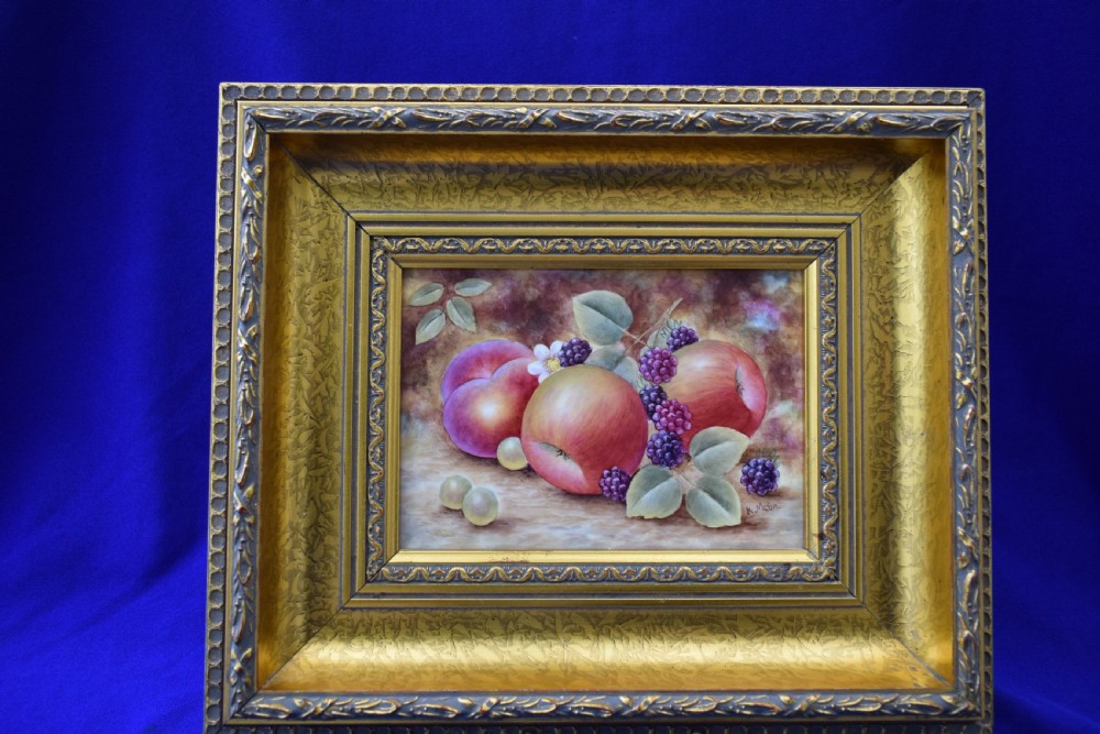 royal worcester painted fruit framed plaque artist signed