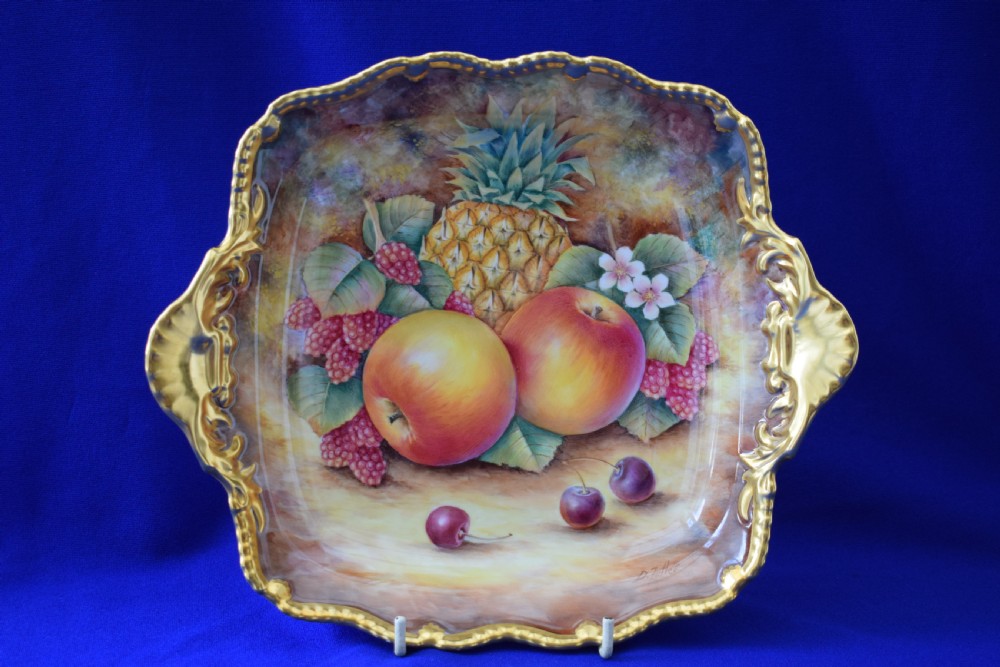royal worcester painted fruit tudor tray by d fuller