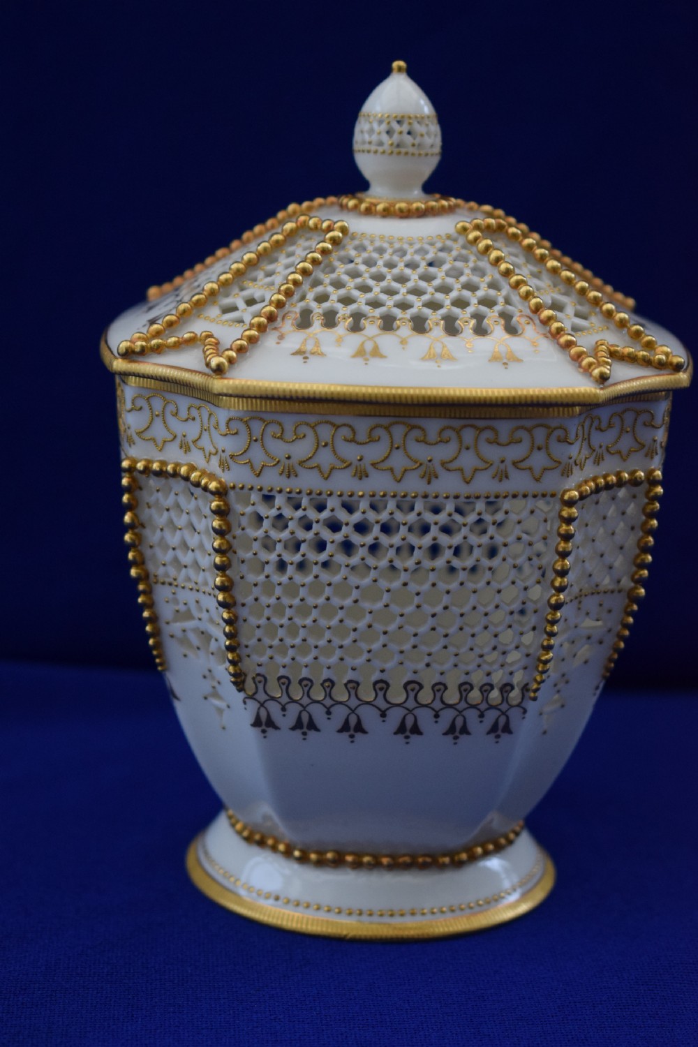 royal worcester reticulated jar and cover signed g owen
