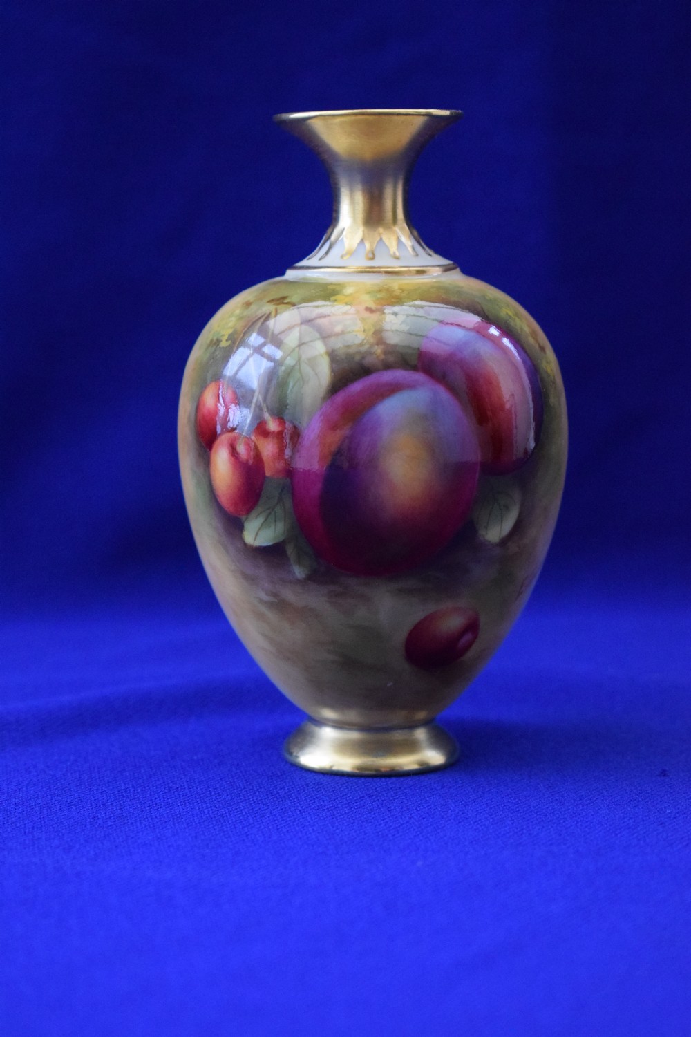 royal worcester painted fruit vase early pink mark period