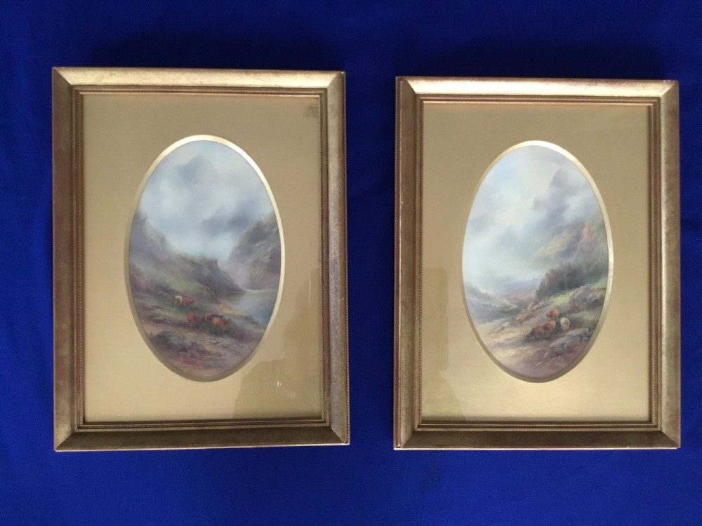 royal worcester pair of large plaques signed j stinton