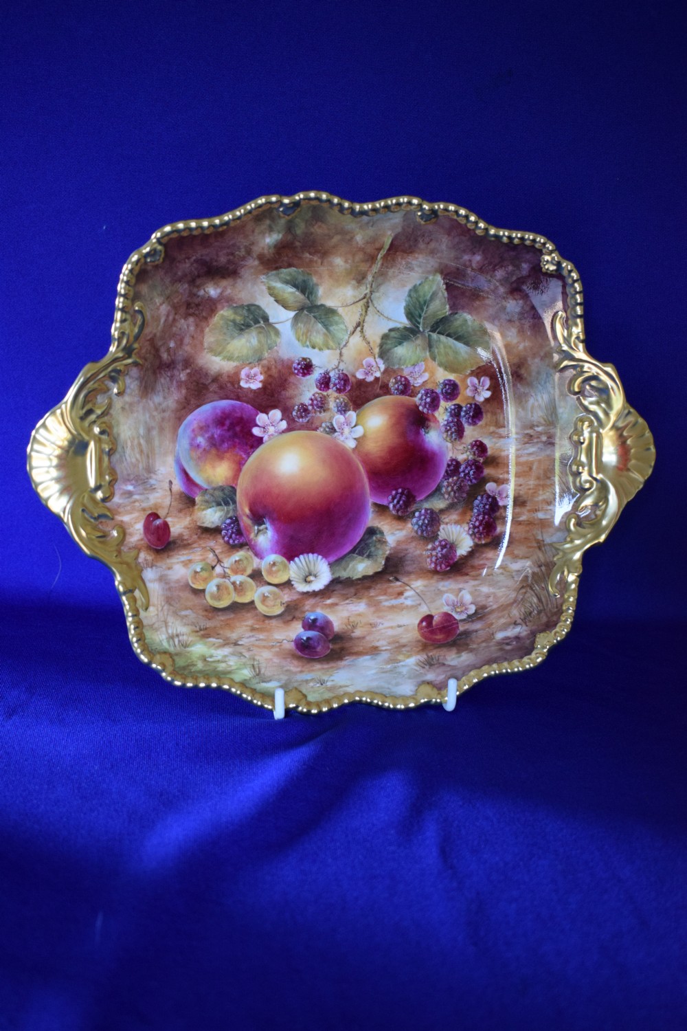 royal worcester painted fruit tudor tray