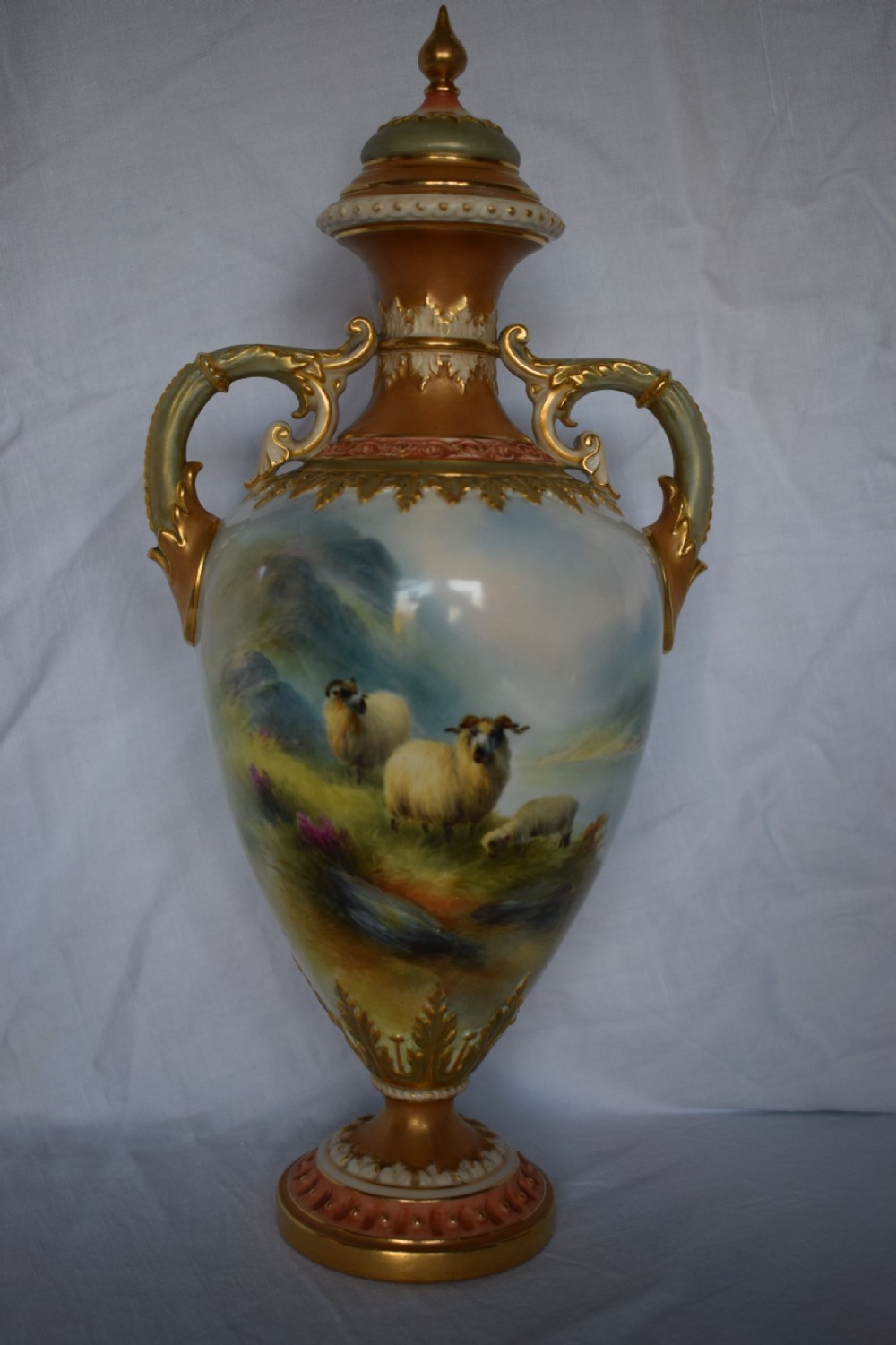 royal worcester vase and cover by harry davis