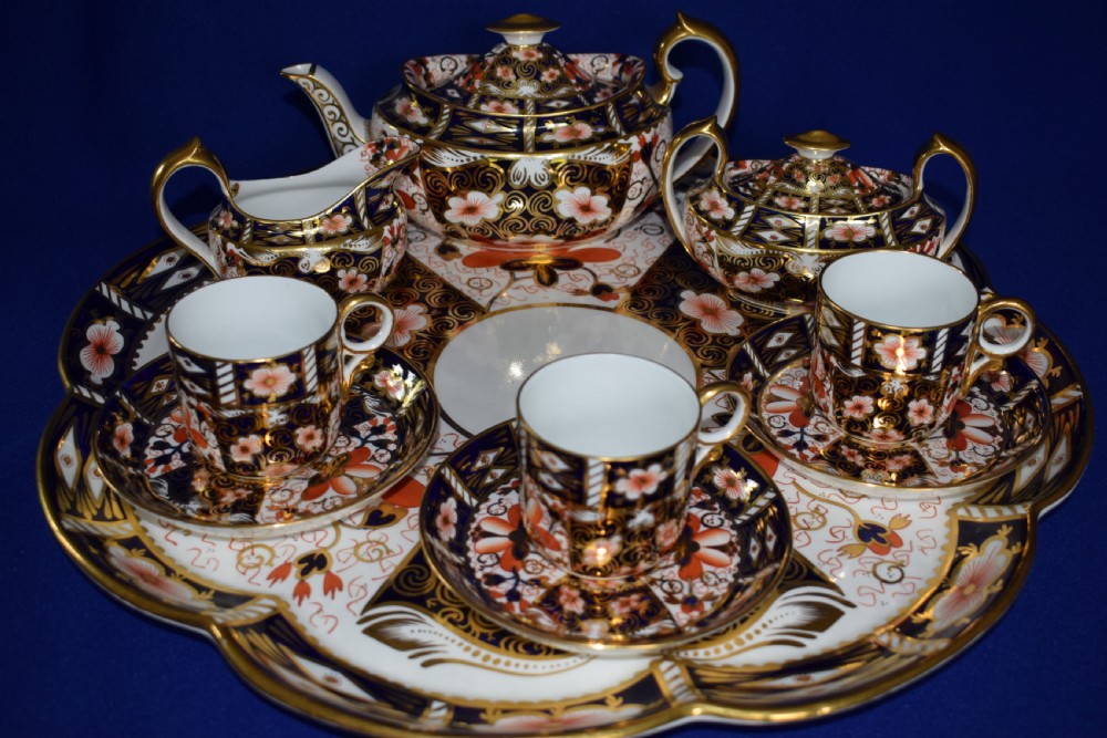 royal crown derby tea set on tray
