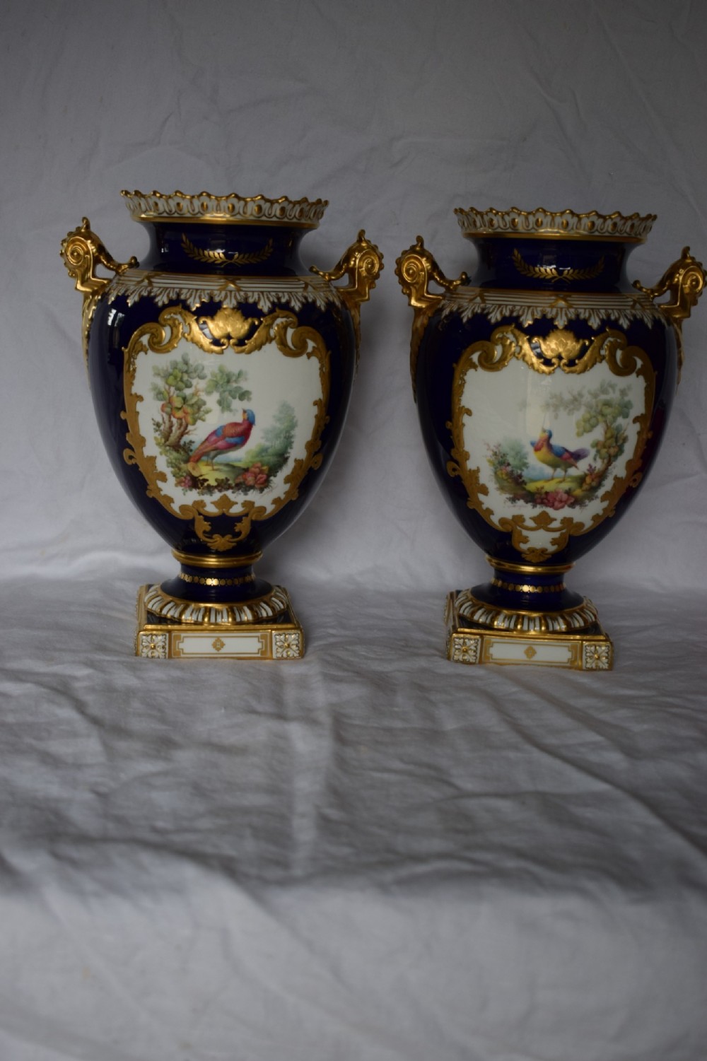 royal crown derby pair of vases signed darlington