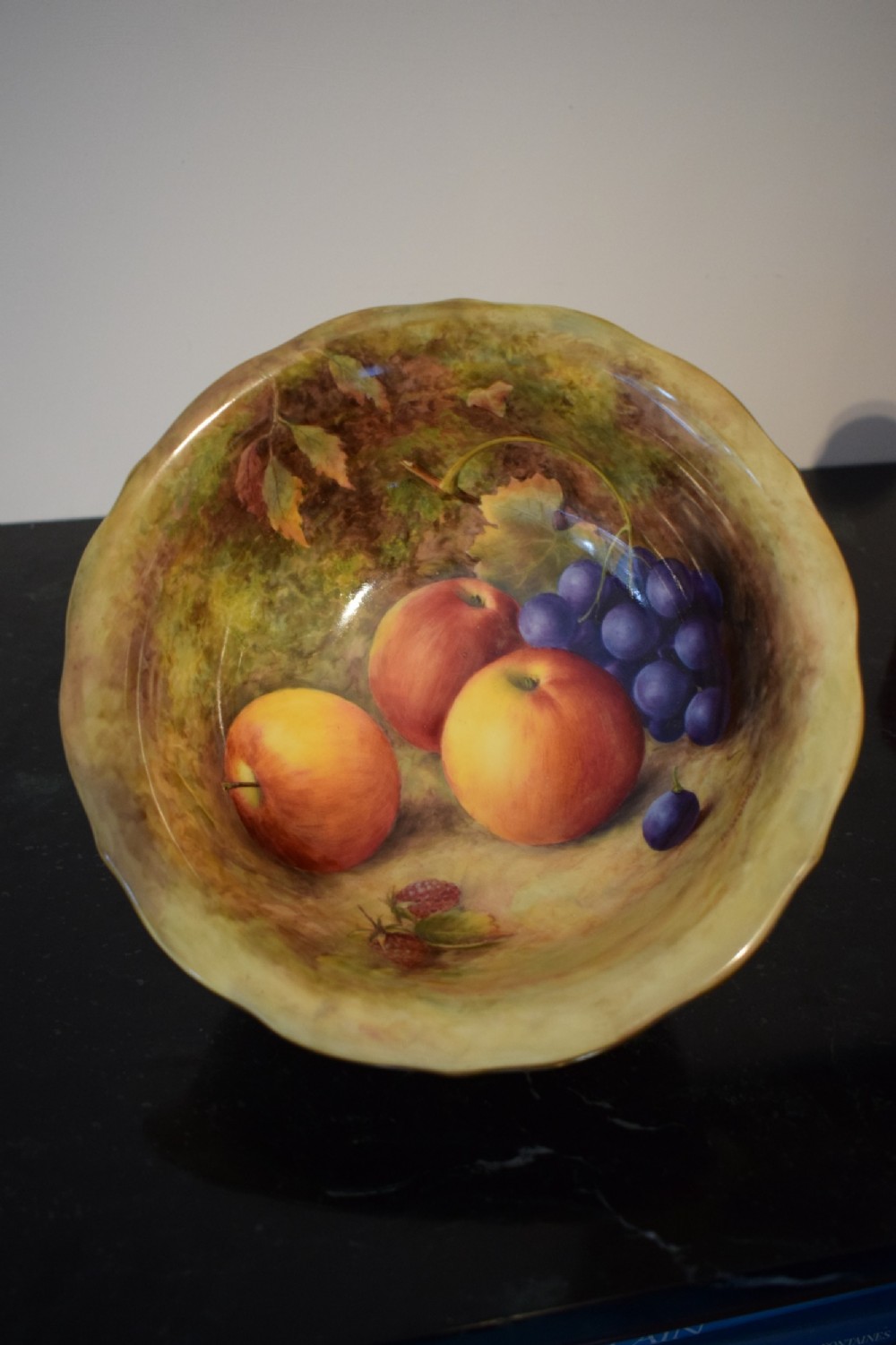 royal worcester large size painted fruit bowl by richard sebright