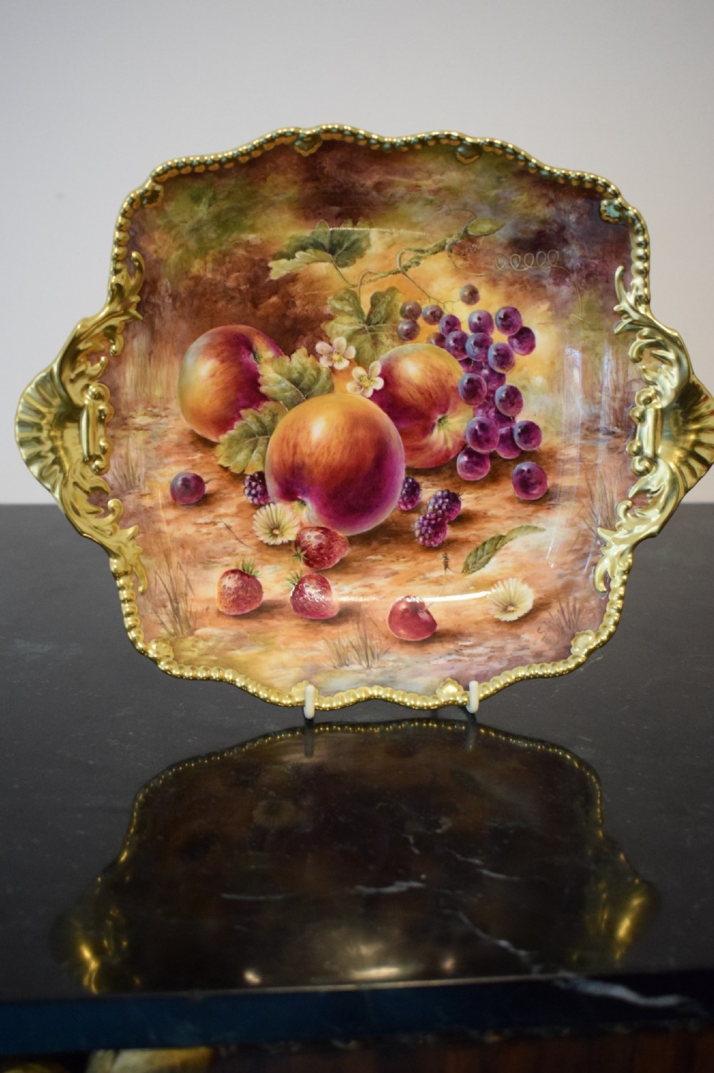 royal worcester painted fruit tudor tray by sally wood