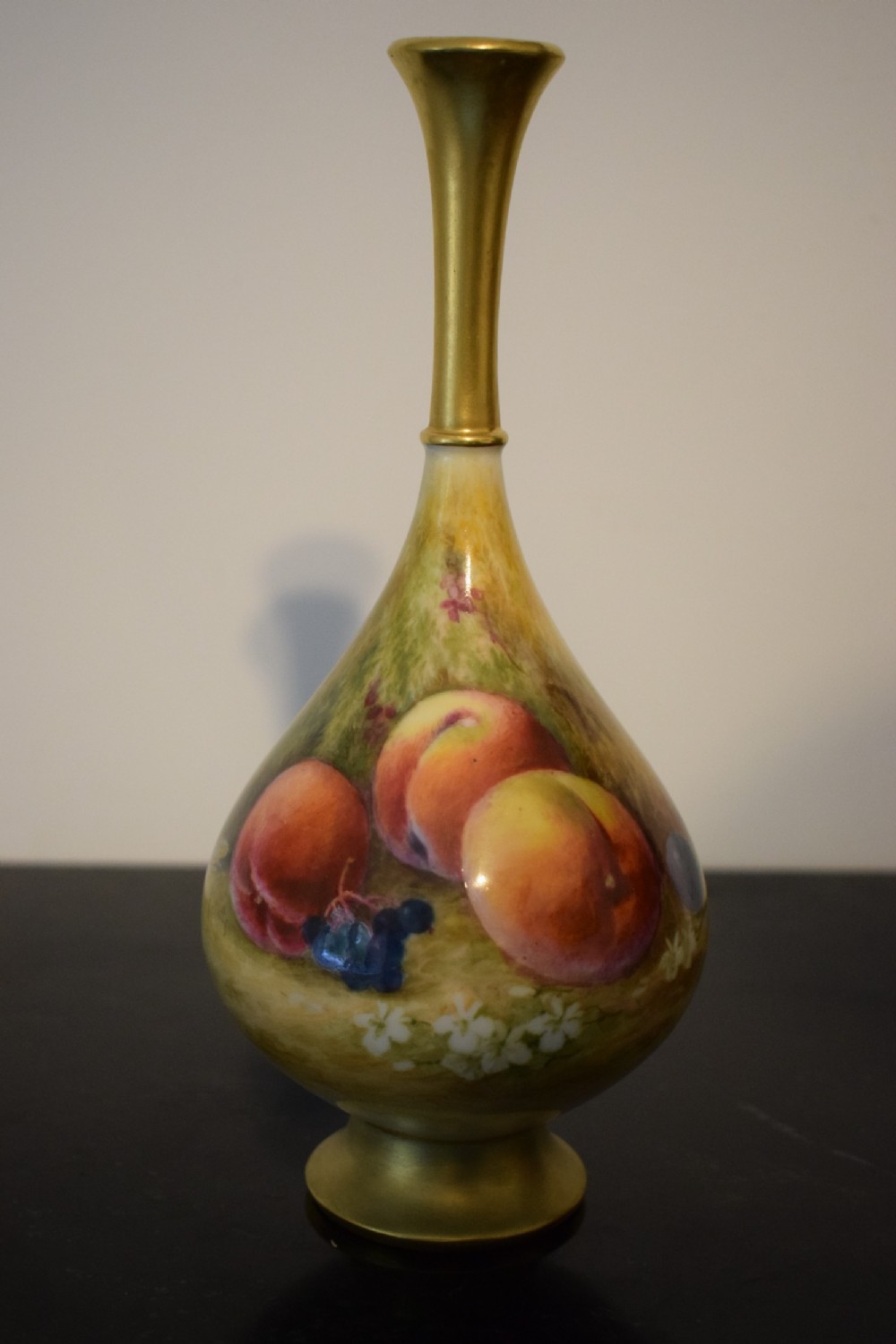 royal worcester painted fruit vase by ricketts