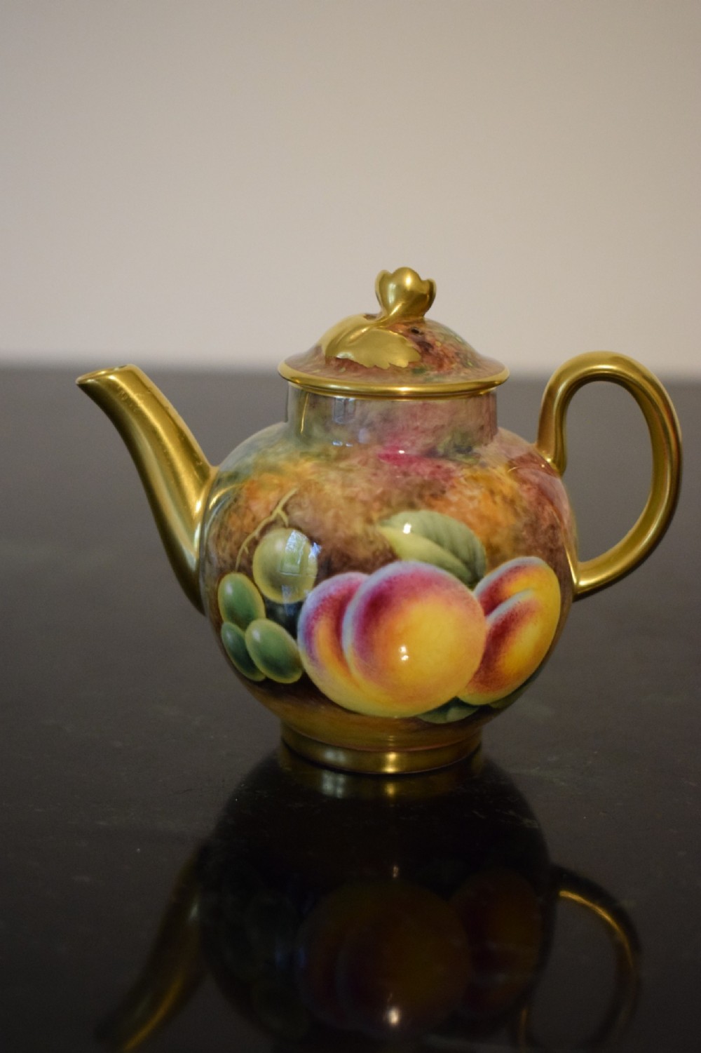 royal worcester painted fruit miniature teapot and cover artist signed
