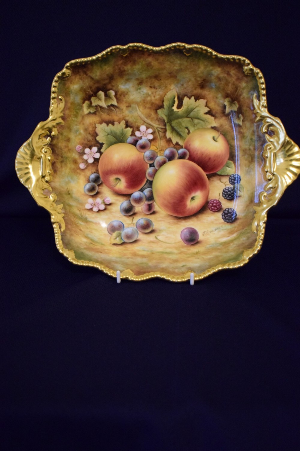 royal worcester painted fruit tudor tray