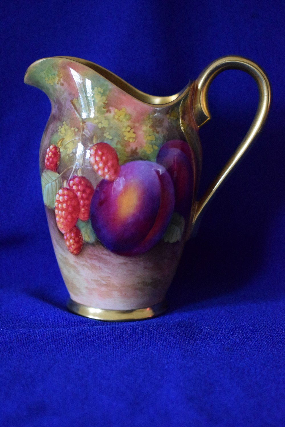 royal worcester painted fruit cream jug