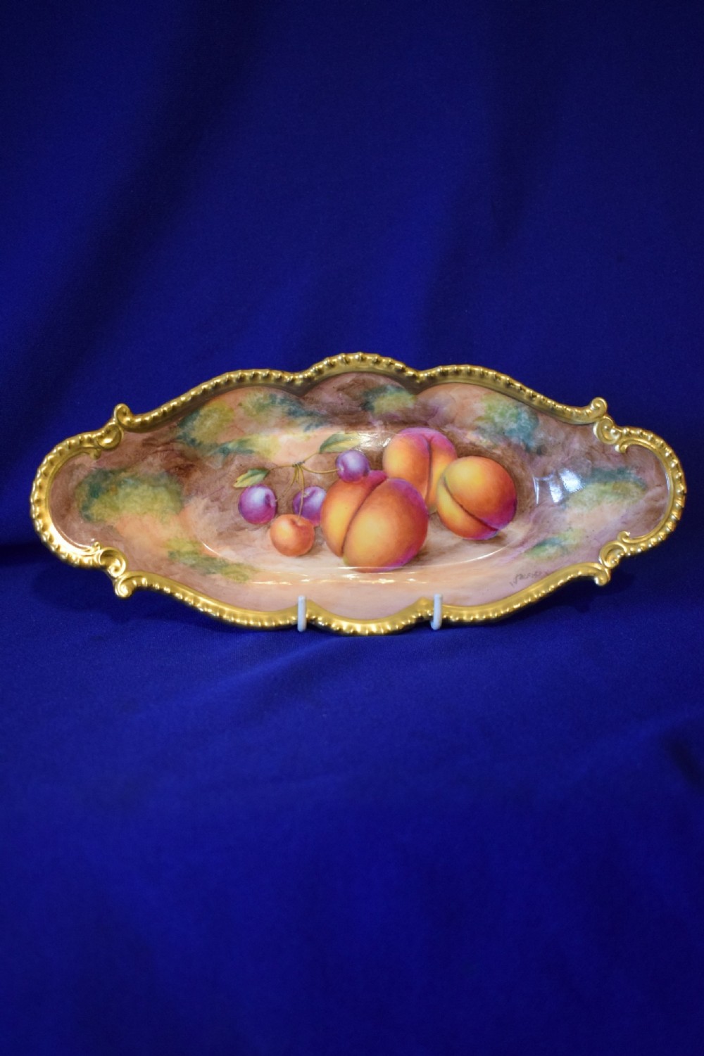 royal worcester painted fruit pencil tray