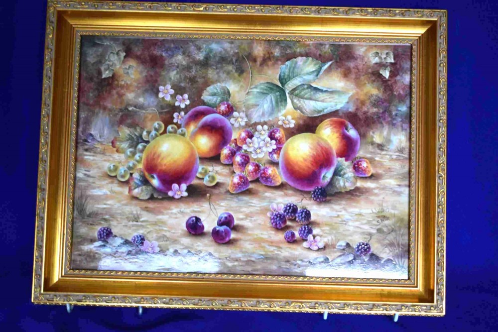 royal worcester painted fruit plaque large size