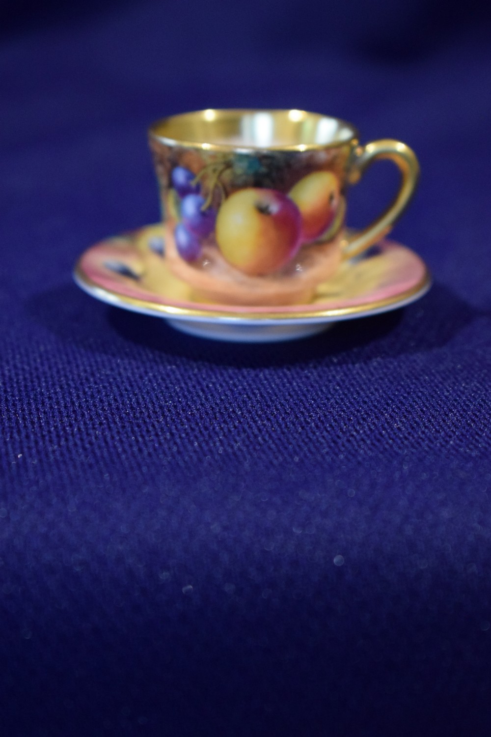 royal worcester painted fruit miniature coffee cup and saucer