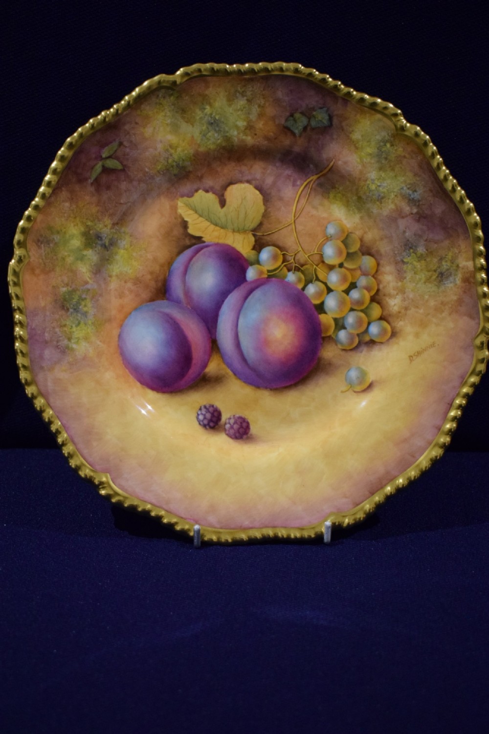 royal worcester large rope edge painted fruit plate