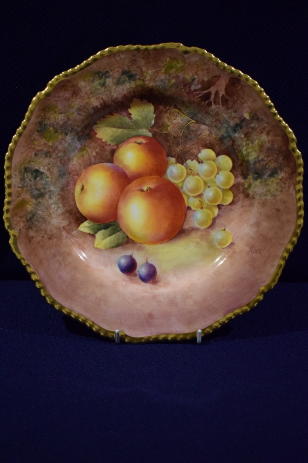 royal worcester large rope edge painted fruit plate