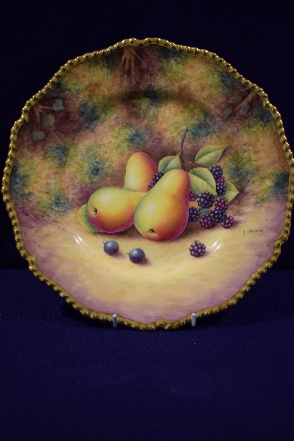 royal worcester large rope edge painted fruit plate