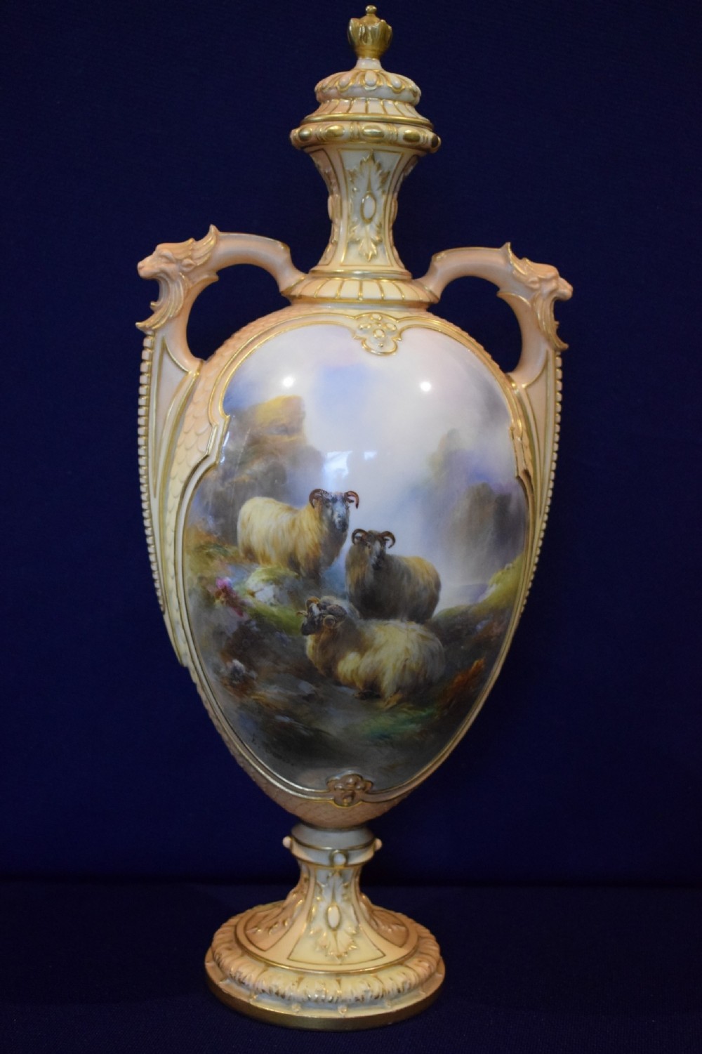 royal worcester large vase and cover by harry davis