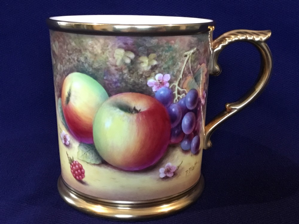 royal worcester painted fruit large mug