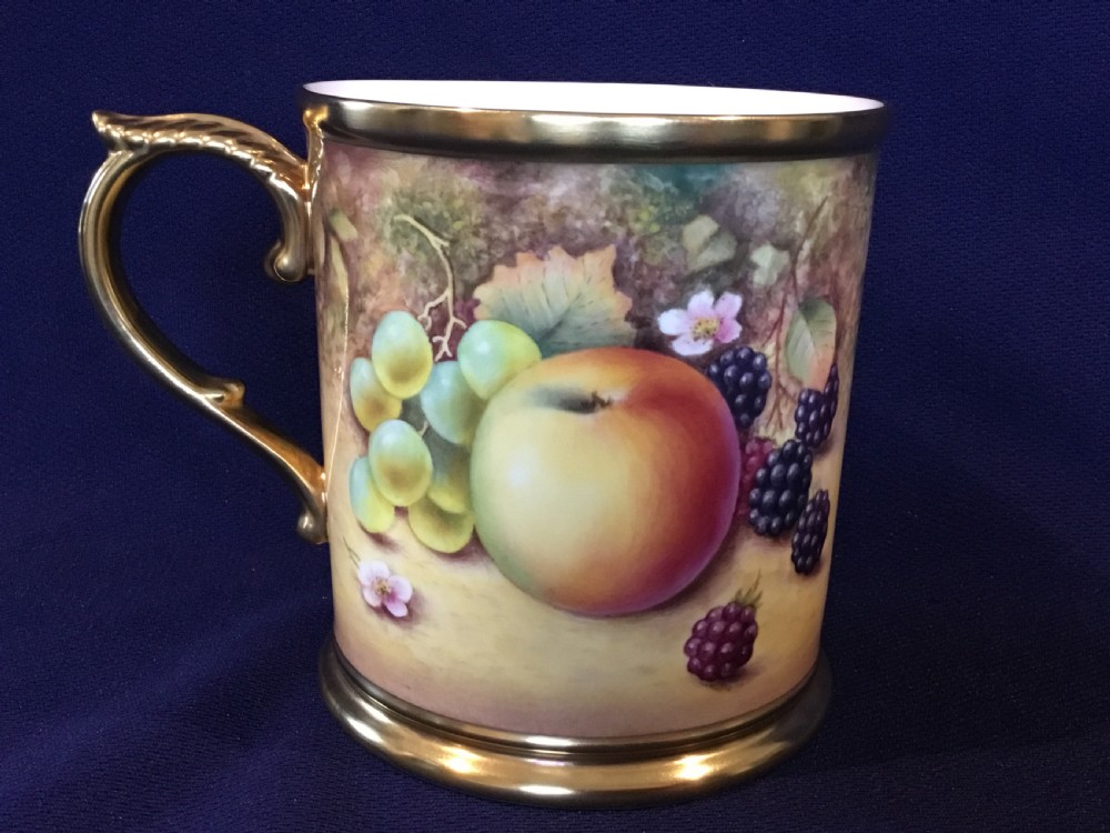 royal worcester painted fruit large mug