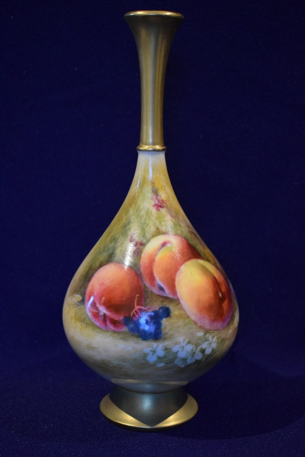 royal worcester painted fruit vase pink mark
