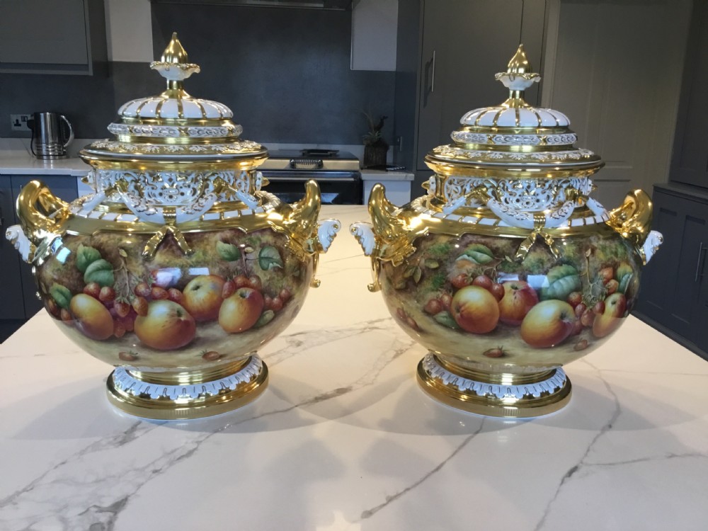 royal worcester pair of extra large jumbo bow vases and covers