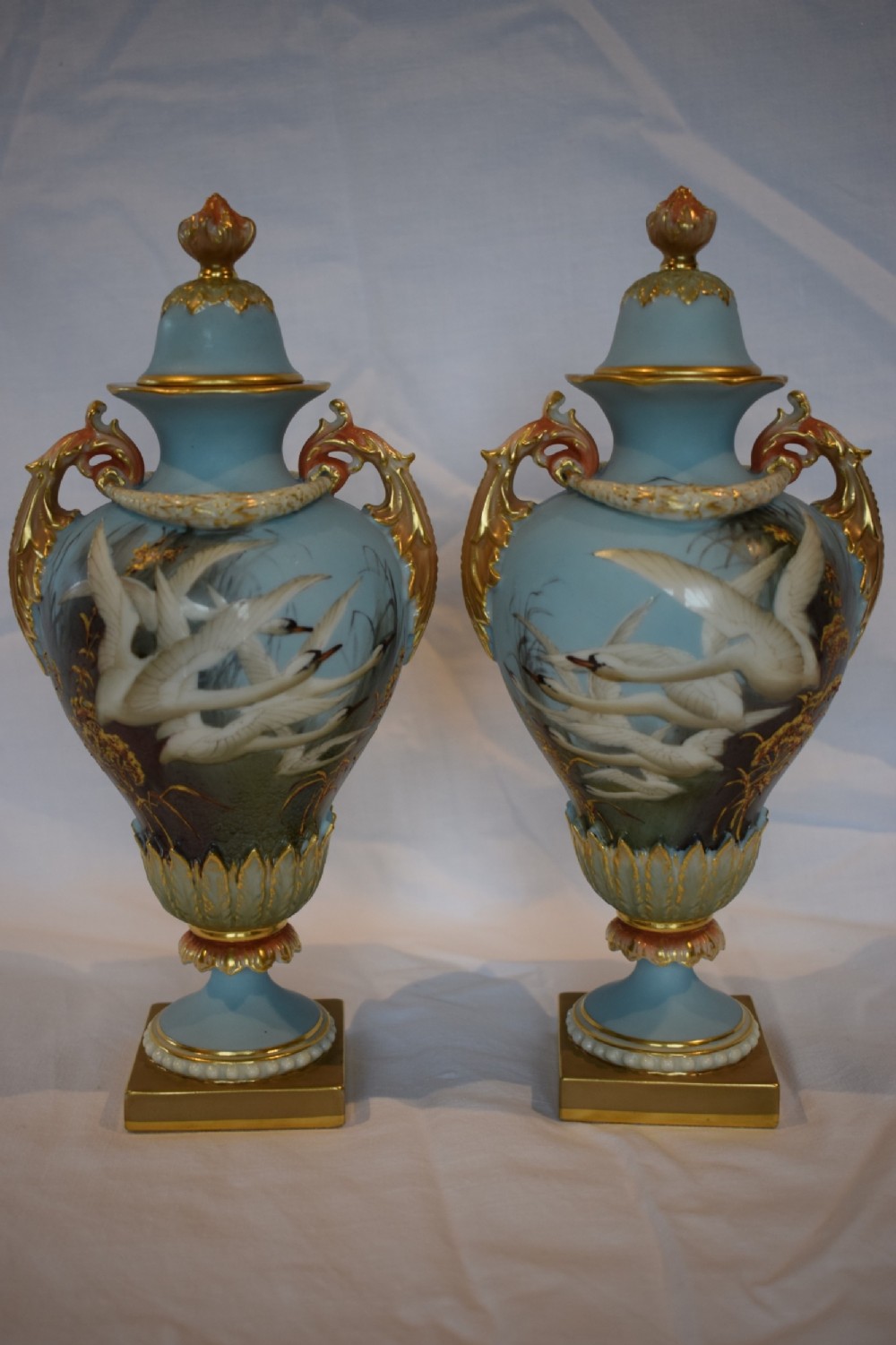 royal worcester pair of vases and covers signed baldwyn