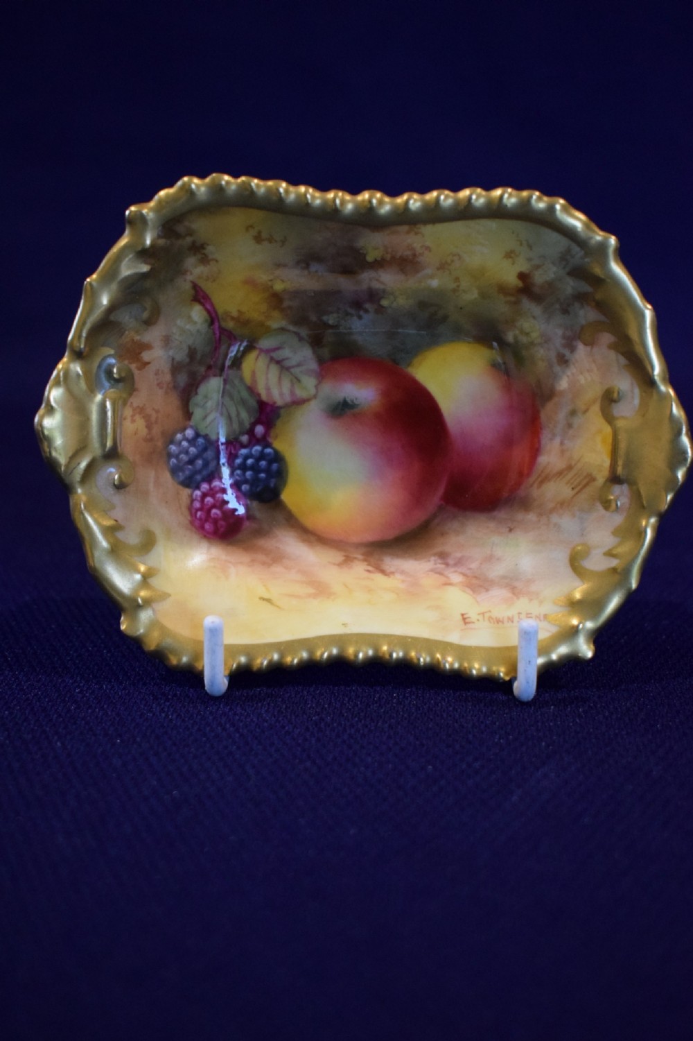 royal worcester painted fruit miniature tudor tray