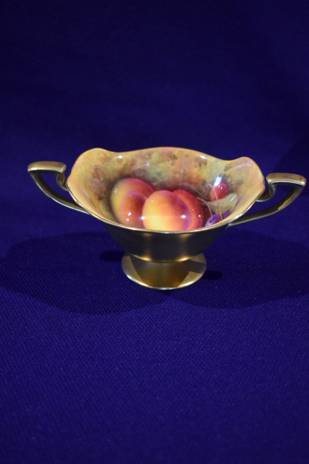 royal worcester paints fruit two handled sugar bowl