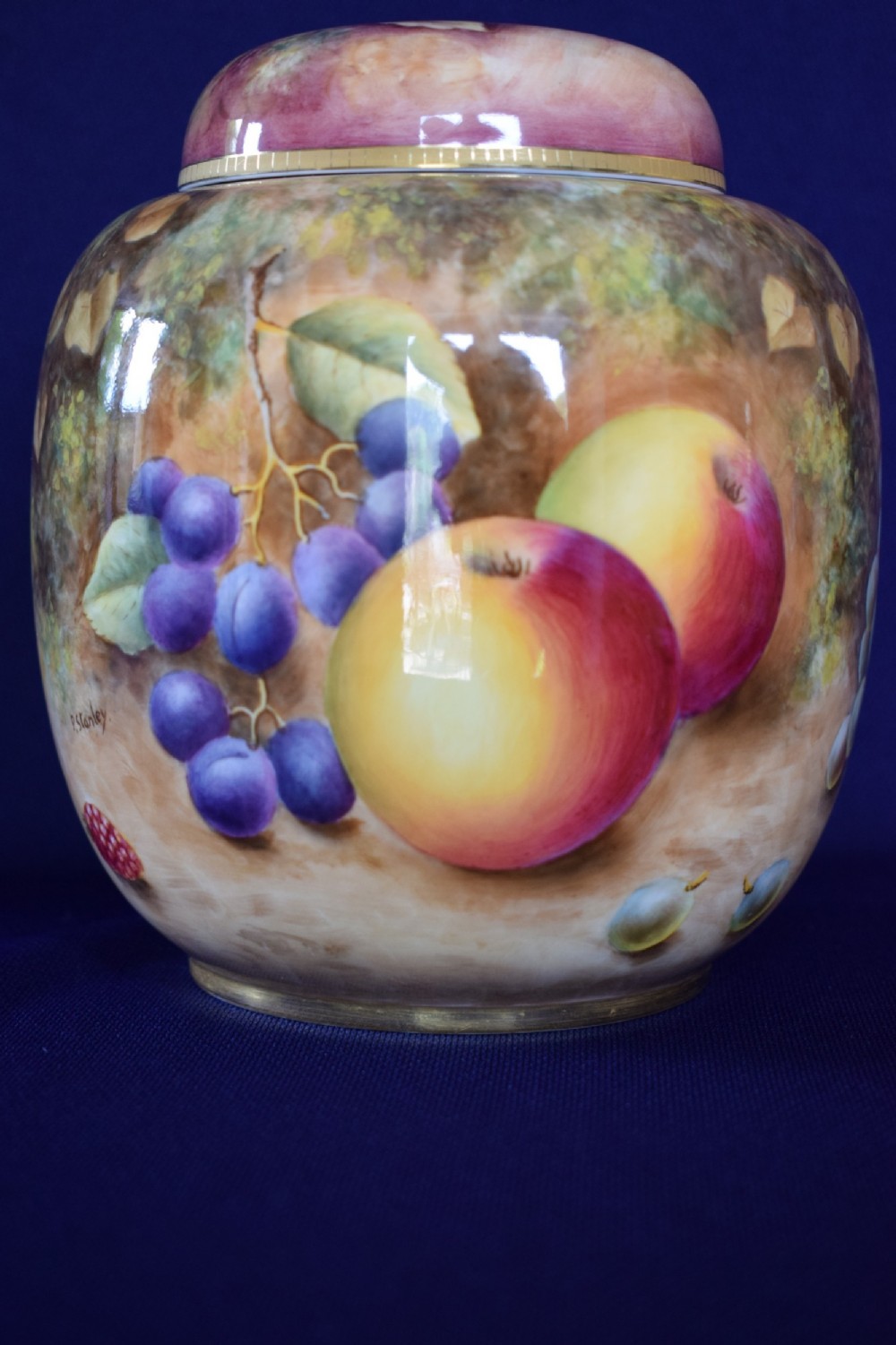 royal worcester painted fruit ginger jar and cover