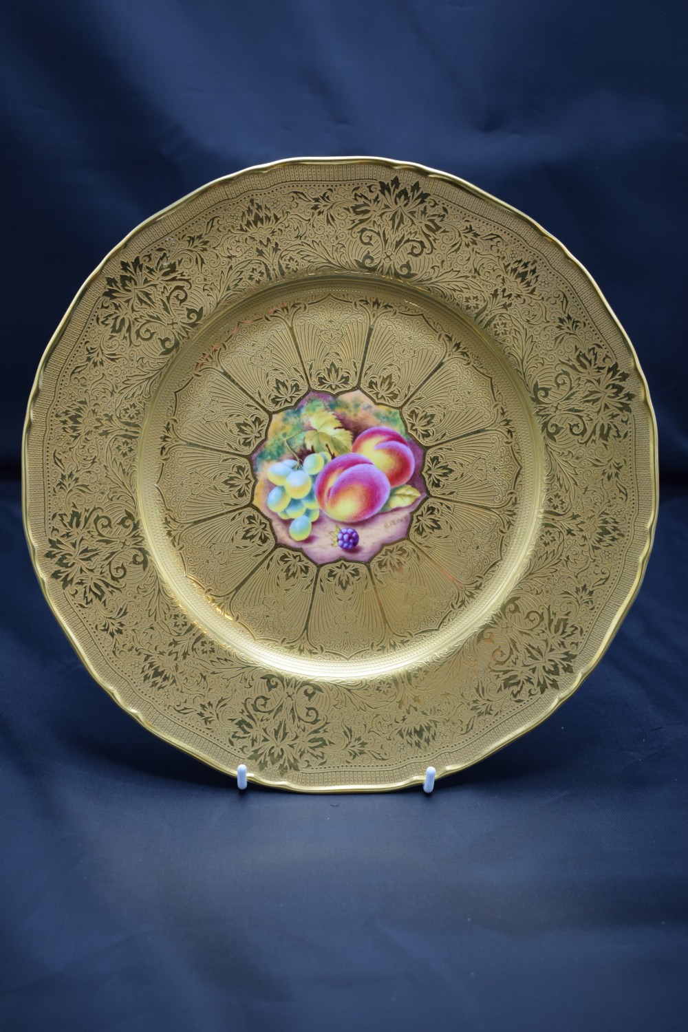 royal worcester acid etched gilt and fruit large plate