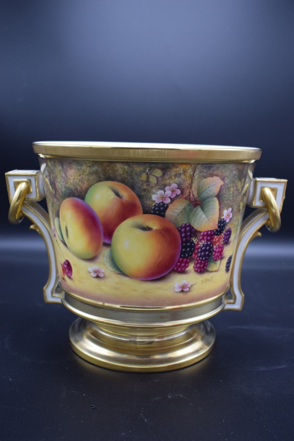 royal worcester painted fruit ice pailchampagne bucket