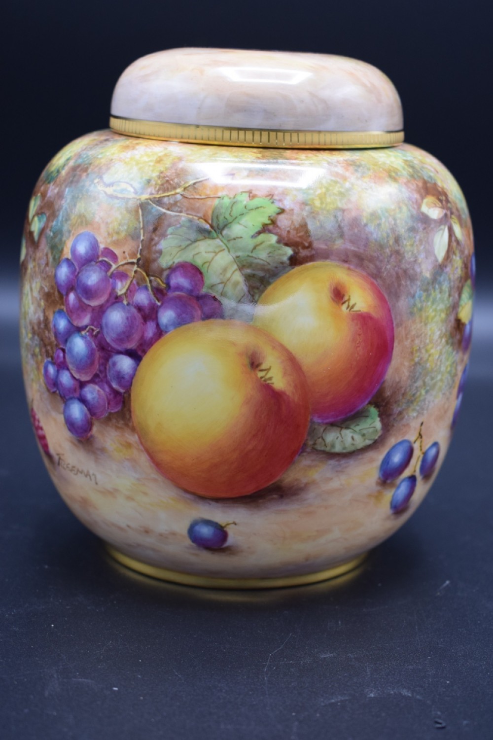 royal worcester painted fruit ginger jar by freeman
