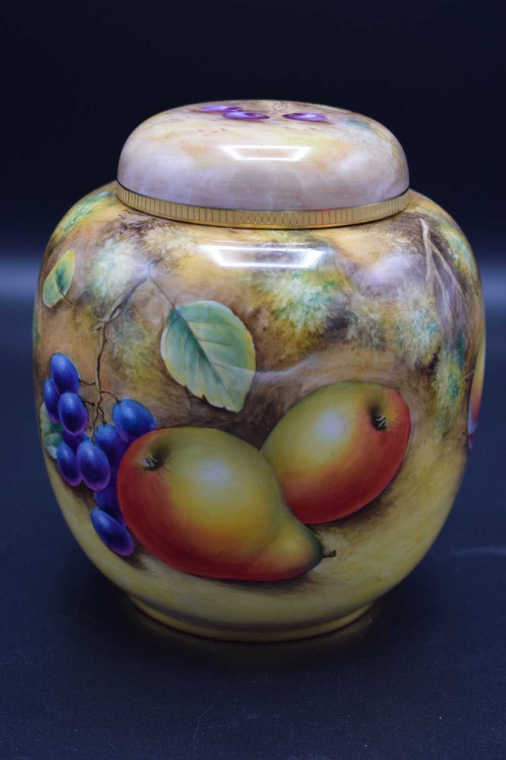 royal worcester painted fruit ginger jar by john smith