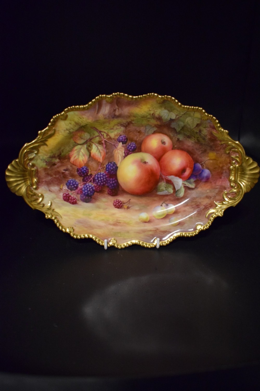 royal worcester painted fruit oval fish or dessert dish