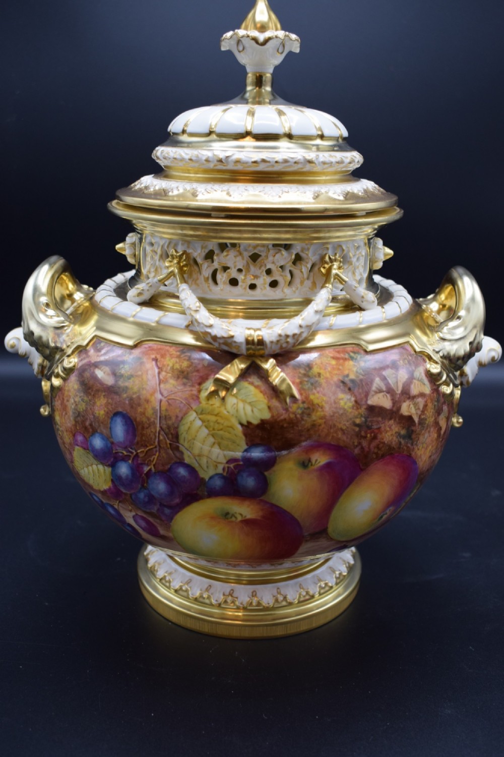 royal worcester painted fruit bow vase decorated by freeman