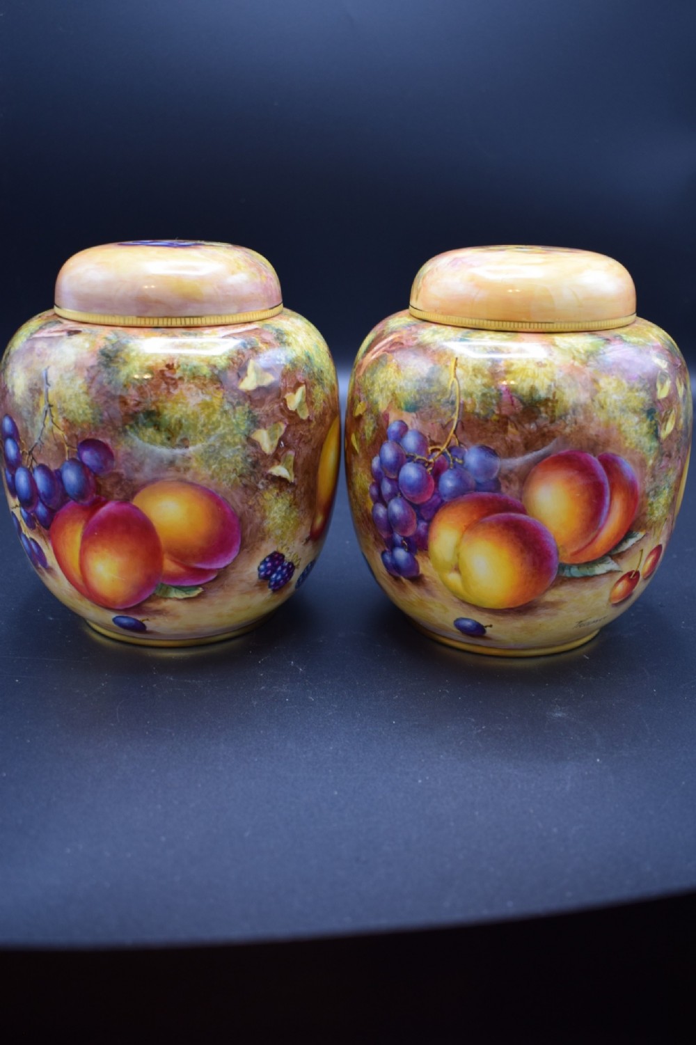 royal worcester pair of ginjer jarsnand covers by freeman