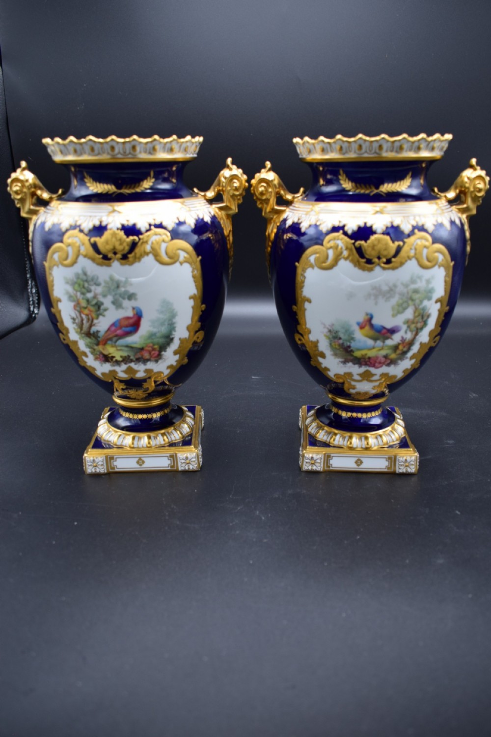 royal crown derby pair of vases signed darlington