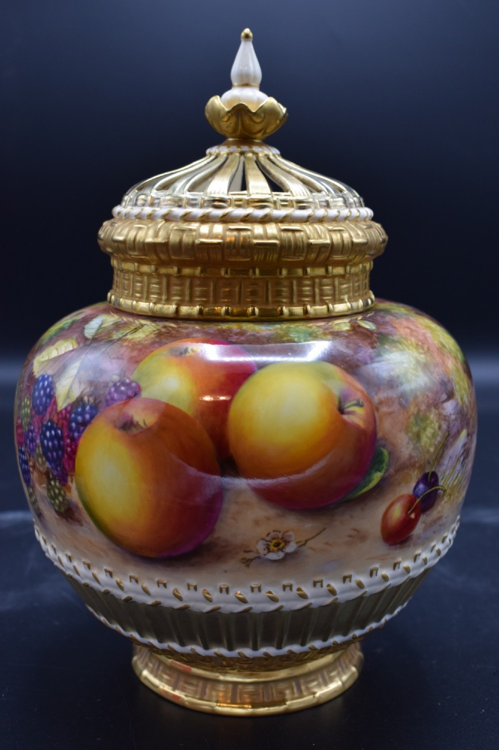 royal worcester 3 piece pot pourri signed freeman