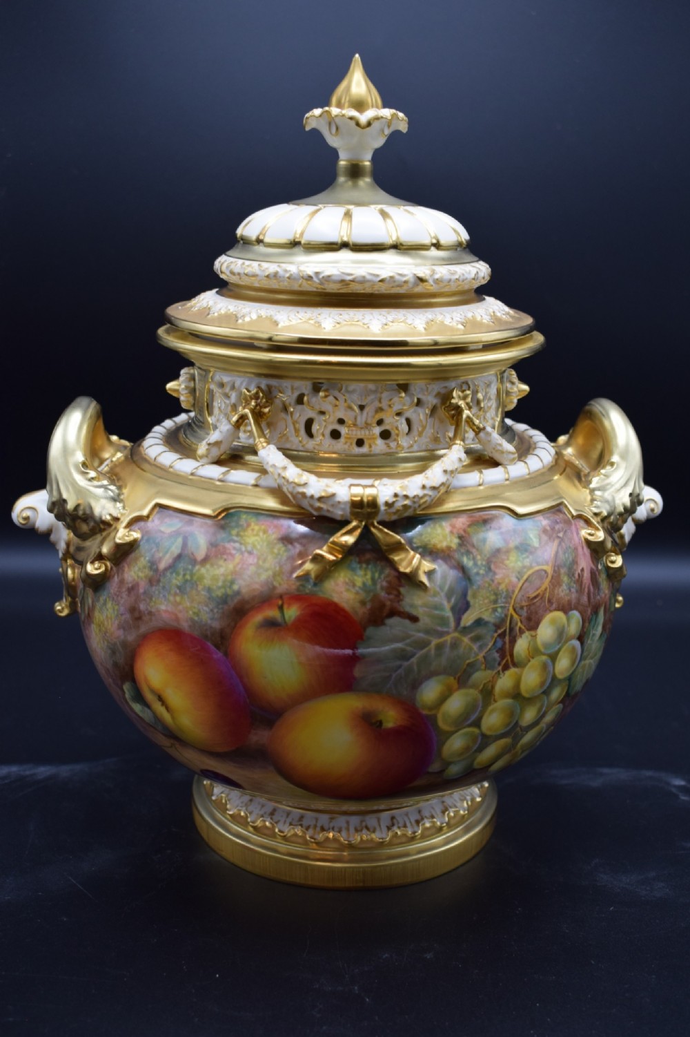 royal worcester painted fruit bow vase by ayrton